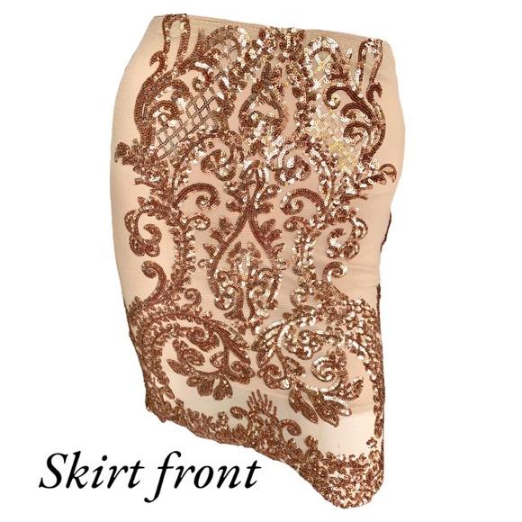 LUST & LUXE ROSE GOLD SEQUIN BROCADE TWO PIECE SET. WOMEN’S SIZE SMALL - Picture 7 of 10